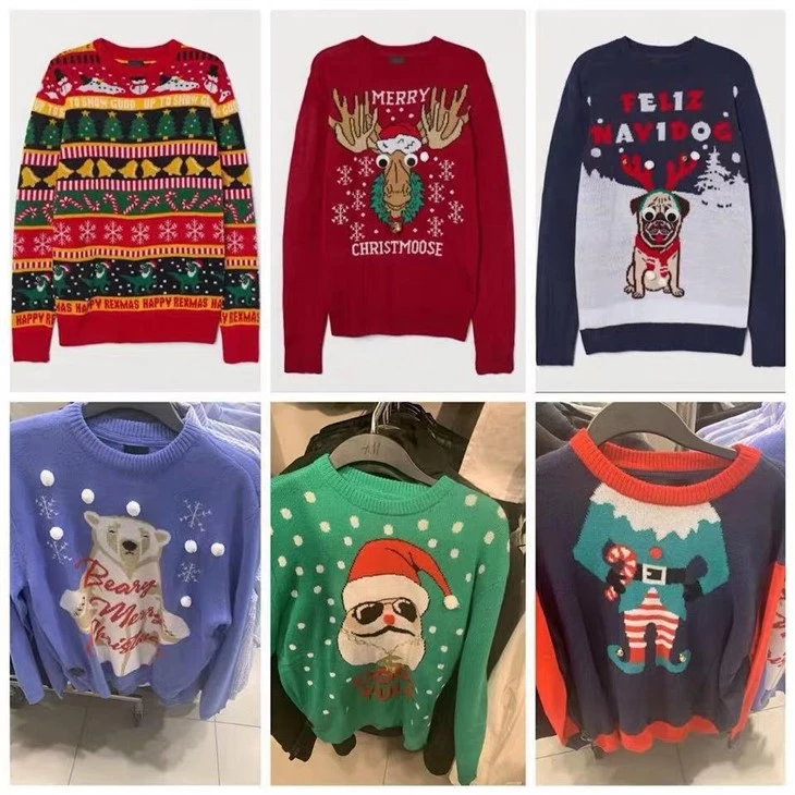 Blue Reindeer Knit Ugly Christmas Sweater factory