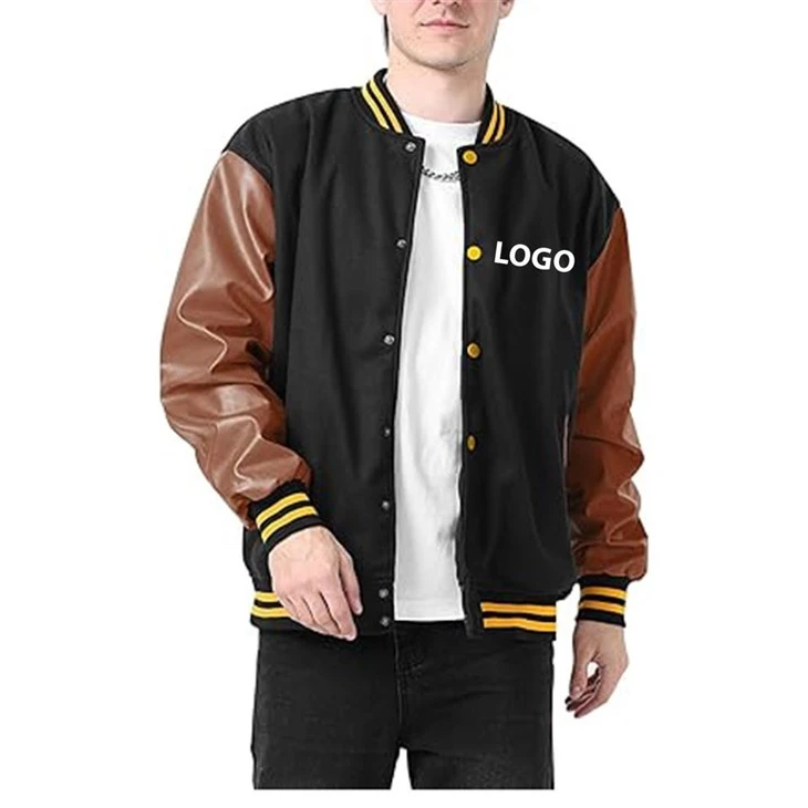Brown Leather Sleeve Letterman