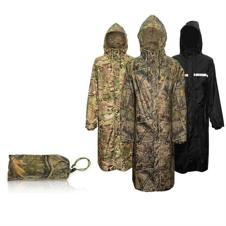 Camo Seam Sealed Zipper Rain Poncho