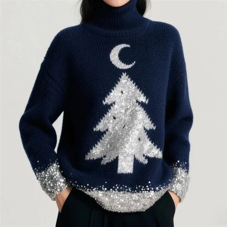 Festive Tree Print Christmas Knit Sweater factory