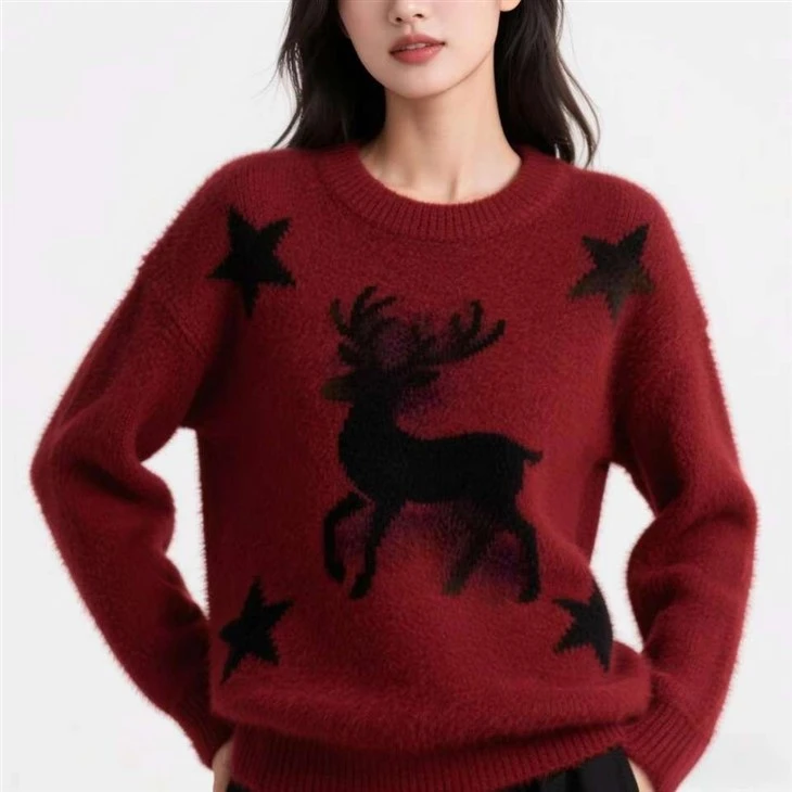 Festive Tree Print Christmas Knit Sweater high quality