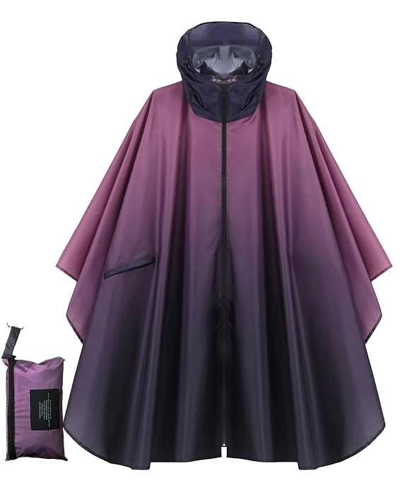 Gradient Seam Sealed Zipper Rain Poncho suppliers