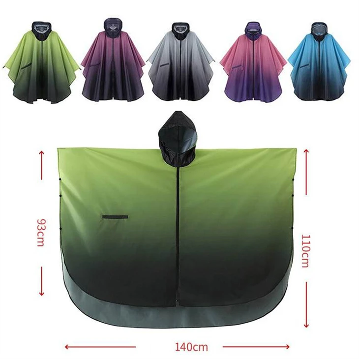 Gradient Seam Sealed Zipper Rain Poncho high quality