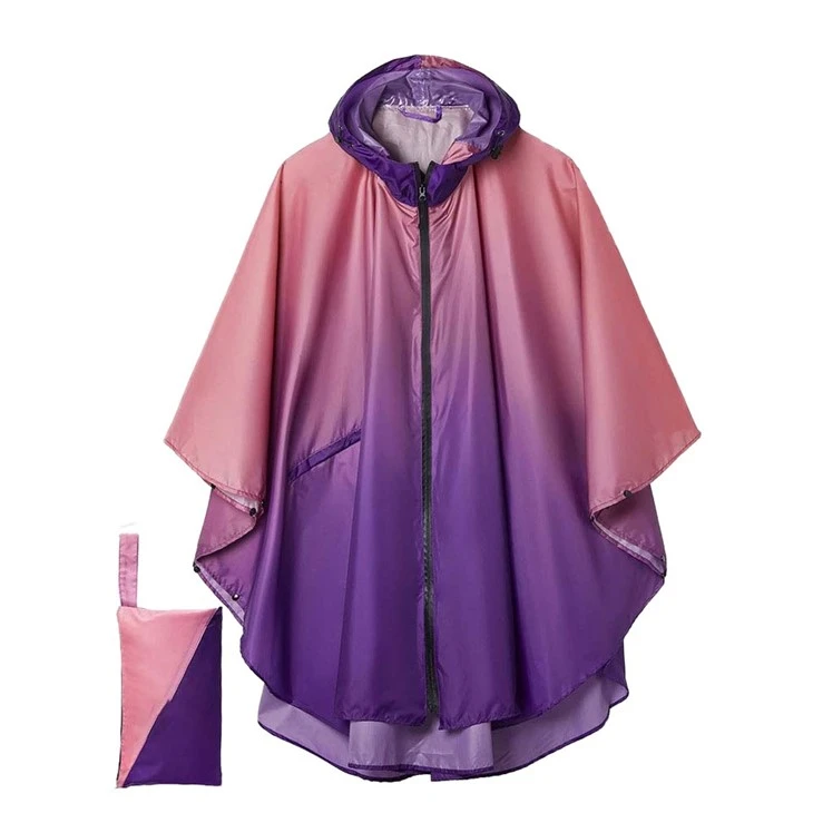 Gradient Seam Sealed Zipper Rain Poncho