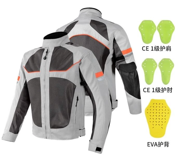 Grey Orange Mesh Breathable Motorbike Riding Jacket factory