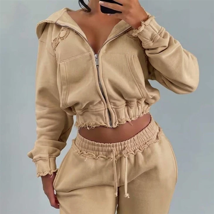 Hooded Crop Athletic Tracksuit high quality