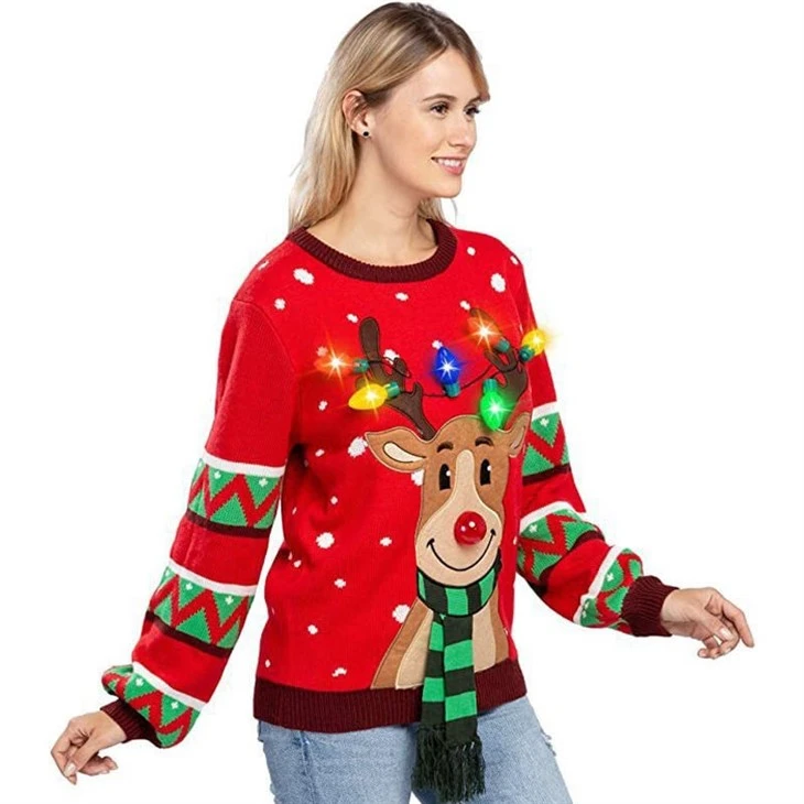 Ladies 3D Decor Christmas Ugly Sweater high quality