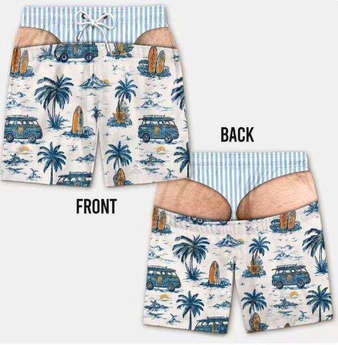 Men Palm Tree Optical Illusion Swim Trunks factory