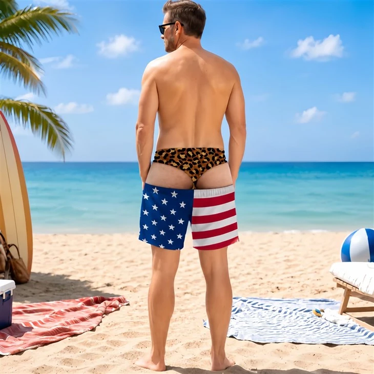 Men Palm Tree Optical Illusion Swim Trunks suppliers