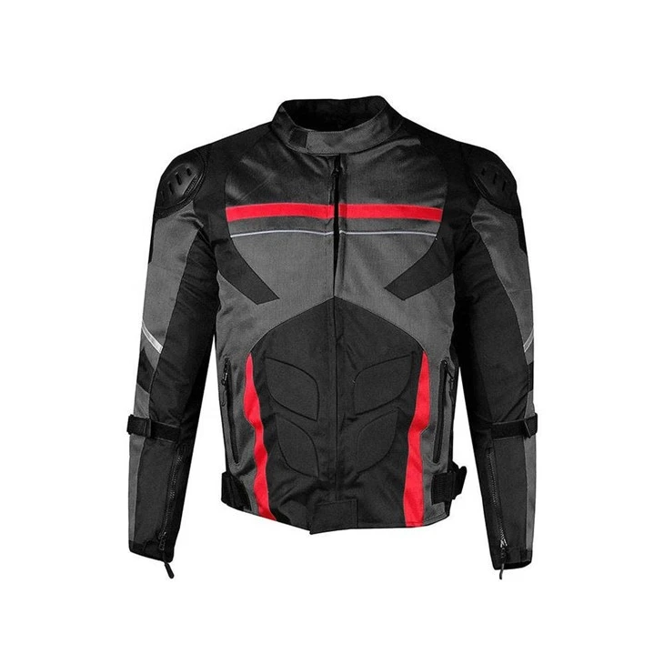 Men Red Black Motorbike Protective Racing Jacket