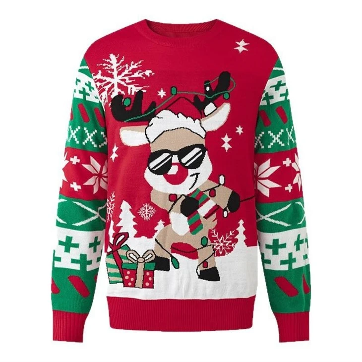 Men Reindeer Jacquard Christmas Sweater price