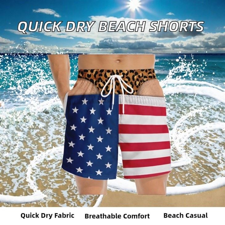 Novelty Flag Optical Illusion Swim Trunks factory