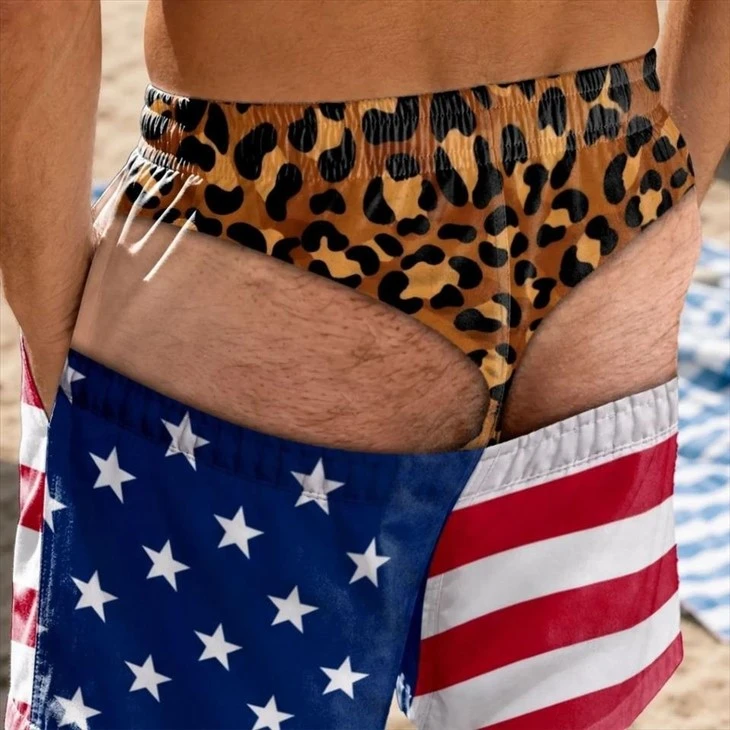 Novelty Flag Optical Illusion Swim Trunks suppliers