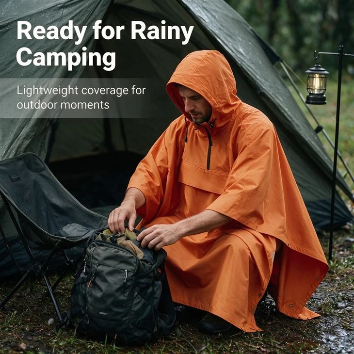 Orange Seam Sealed Zipper Rain Poncho best