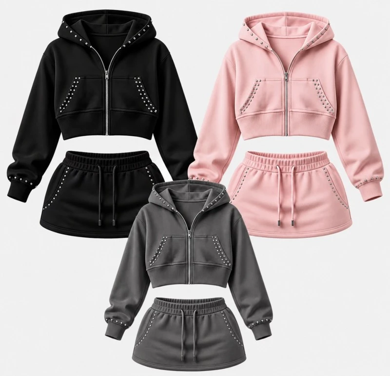 Cropped Hoodie Skirt Tracksuit1 Cropped Hoodie Skirt Tracksuit1