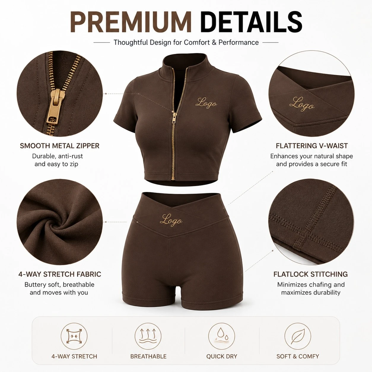 Zip Crop Gym Matching Tracksui4 Zip Crop Gym Matching Tracksui4