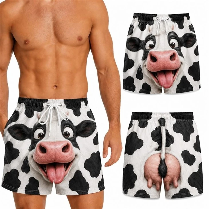 Shark Print Optical Illusion Swim Trunks factory