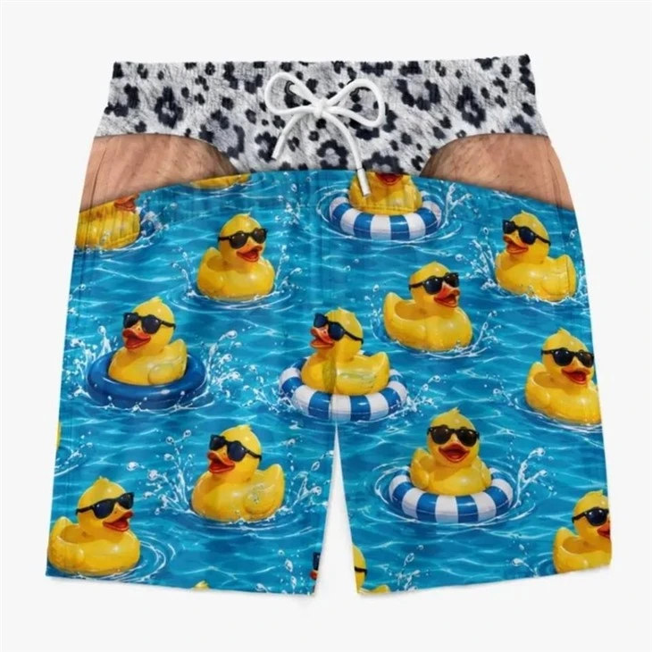 Shark Print Optical Illusion Swim Trunks high quality