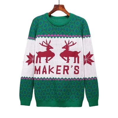 Green Reindeer Festive Christmas Sweater