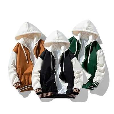 Hooded Brown Baseball Jacket