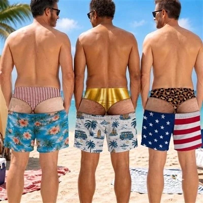 Novelty Flag Optical Illusion Swim Trunks
