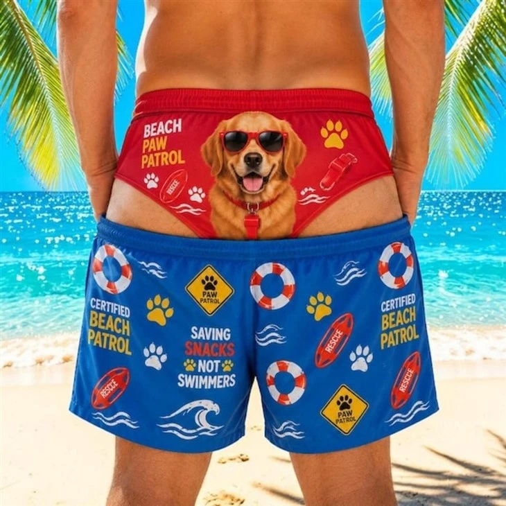 Vintage Leopard Optical Illusion Swim Trunks