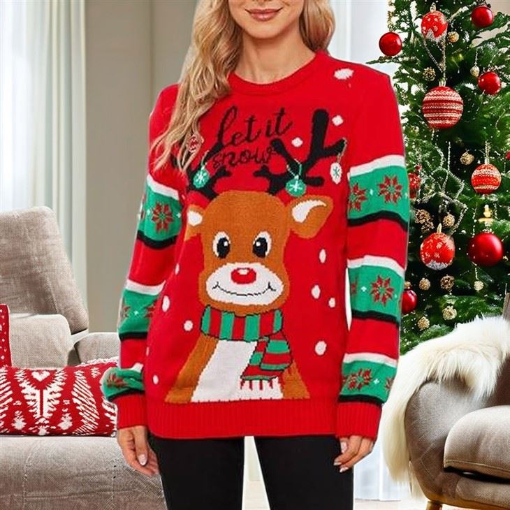 Women 3D Reindeer Ugly Christmas Sweater