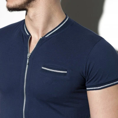 Fashion Front Zipper Polo Shirt